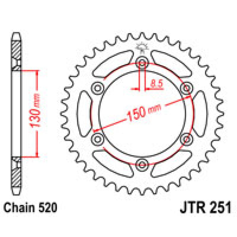 Купить Звездочка задняя JT Sprockets (шаг 520 ) JT JTR251 